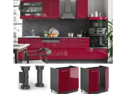 Hot Vicco Spülenunterschrank Fame-Line Bordeaux Hochglanz/Anthrazit 80 cm ohne Arbeitsplatte Single-Küchen|Pantryküchen