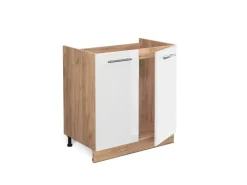 New Vicco Spülenunterschrank Fame-Line Bordeaux Hochglanz/Goldkraft Eiche 80 cm mit Regal ohne Arbeitsplatte Bordeaux-Glanz