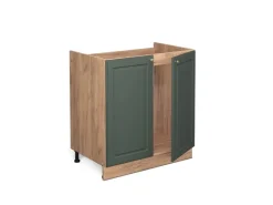 Discount Vicco Spülenunterschrank Fame-Line Grün-Gold Landhaus/Goldkraft Eiche 80 cm AP Marmor Dunkelgrün