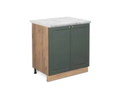 Discount Vicco Spülenunterschrank Fame-Line Grün-Gold Landhaus/Goldkraft Eiche 80 cm AP Marmor Dunkelgrün