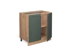 Vicco Spülenunterschrank Fame-Line Grün-Gold Landhaus/Goldkraft Eiche 80 cm mit Regal AP Marmor Küchenschränke