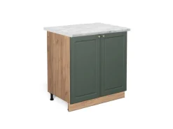 Vicco Spülenunterschrank Fame-Line Grün-Gold Landhaus/Goldkraft Eiche 80 cm mit Regal AP Marmor Küchenschränke