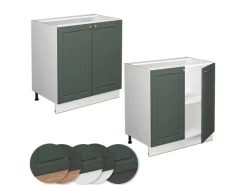 Clearance Vicco Spülenunterschrank Fame-Line Grün-Gold Landhaus/Weiß 80 cm mit Regal AP Anthrazit Dunkelgrün