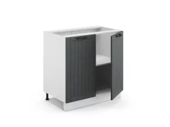 Vicco Spülenunterschrank Fame-Line Anthrazit Landhaus/Weiß 80 cm mit Regal AP Eiche Anthrazitgrau
