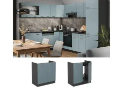 Küchenschränke<Vicco Spülenunterschrank R-Line Blau-Grau/Anthrazit 80 cm ohne Arbeitsplatte Blaugrau