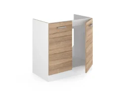 Clearance Vicco Spülenunterschrank R-Line Küchenunterschrank für die Spüle Sonoma/Weiß 80 cm ohne Arbeitsplatte Küchenschränke