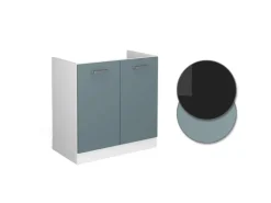 Küchenschränke<Vicco Spülenunterschrank R-Line Küchenunterschrank für die Spüle Blau-Grau/Weiß 80 cm AP Eiche Blaugrau