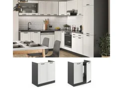Vicco Spülenunterschrank R-Line Landhaus/Anthrazit 80 cm ohne Arbeitsplatte Weiß