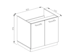 Online Vicco Spülenunterschrank R-Line Schwarz Hochglanz/Anthrazit 80 cm ohne Arbeitsplatte Küchenschränke|Einbauküchen
