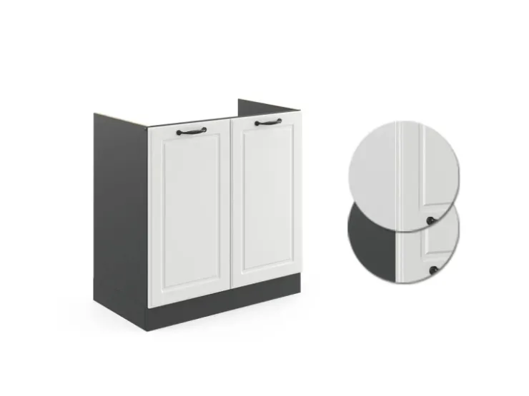 Online Vicco Spülenunterschrank R-Line Schwarz Hochglanz/Anthrazit 80 cm ohne Arbeitsplatte Küchenschränke|Einbauküchen