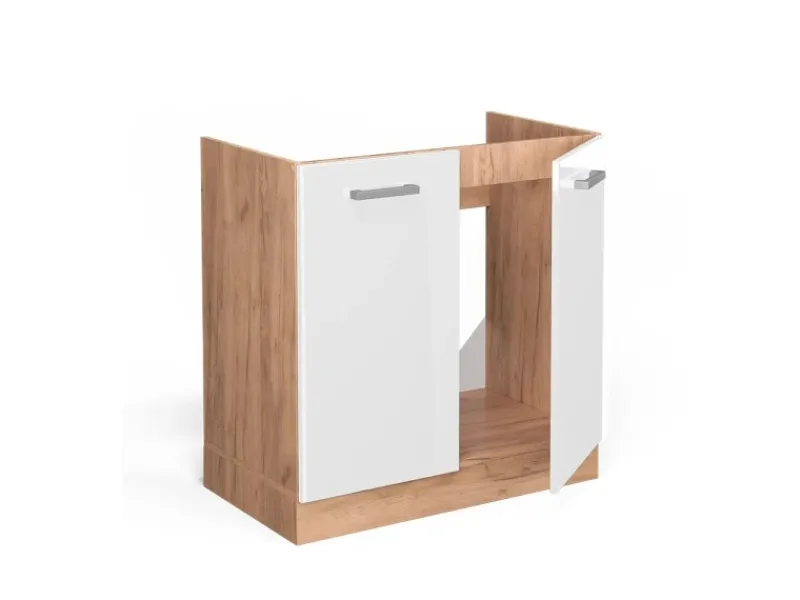 Vicco Spülenunterschrank R-Line Hochglanz/Goldkraft Eiche 80 cm ohne Arbeitsplatte Küchenschränke