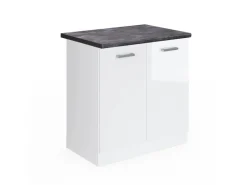 Best Vicco Spülenunterschrank R-Line Hochglanz/ 80 cm AP Anthrazit Weiß