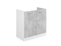Küchenschränke<Vicco Spülenunterschrank R-Line Küchenunterschrank für die Spüle /Weiß 80 cm ohne Arbeitsplatte Beton
