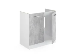 Küchenschränke<Vicco Spülenunterschrank R-Line Küchenunterschrank für die Spüle /Weiß 80 cm ohne Arbeitsplatte Beton