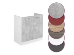 Küchenschränke<Vicco Spülenunterschrank R-Line Küchenunterschrank für die Spüle /Weiß 80 cm ohne Arbeitsplatte Beton