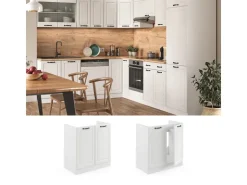 Vicco Spülenunterschrank R-Line Küchenunterschrank für die Spüle Landhaus/ 80 cm AP Eiche Weiß