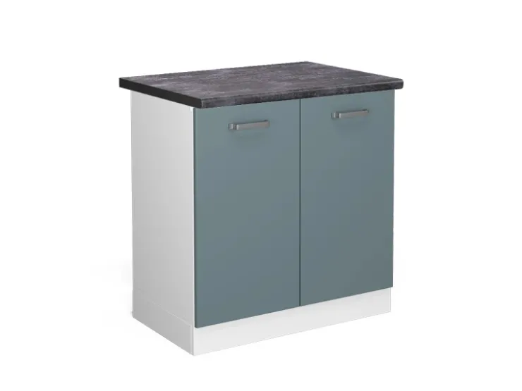 Pantryküchen|Küchenschränke<Vicco Spülenunterschrank R-Line Küchenunterschrank für die Spüle Blau-Grau/Weiß 80 cm AP Anthrazit Blaugrau