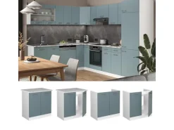 Pantryküchen|Küchenschränke<Vicco Spülenunterschrank R-Line Küchenunterschrank für die Spüle Blau-Grau/Weiß 80 cm AP Anthrazit Blaugrau