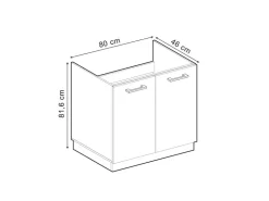 Pantryküchen|Küchenschränke<Vicco Spülenunterschrank R-Line Küchenunterschrank für die Spüle Blau-Grau/Weiß 80 cm AP Anthrazit Blaugrau