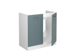 Pantryküchen|Küchenschränke<Vicco Spülenunterschrank R-Line Küchenunterschrank für die Spüle Blau-Grau/Weiß 80 cm AP Anthrazit Blaugrau