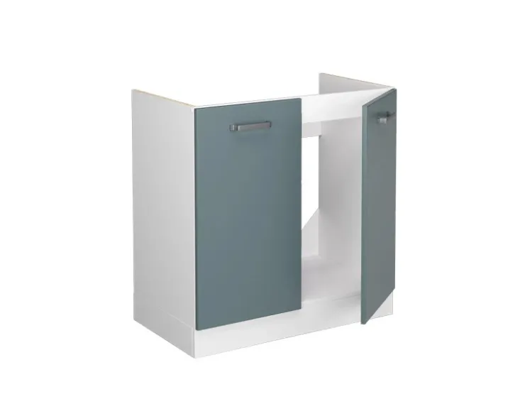 Pantryküchen|Küchenschränke<Vicco Spülenunterschrank R-Line Küchenunterschrank für die Spüle Blau-Grau/Weiß 80 cm AP Anthrazit Blaugrau