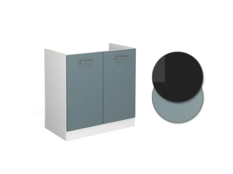 Pantryküchen|Küchenschränke<Vicco Spülenunterschrank R-Line Küchenunterschrank für die Spüle Blau-Grau/Weiß 80 cm AP Anthrazit Blaugrau