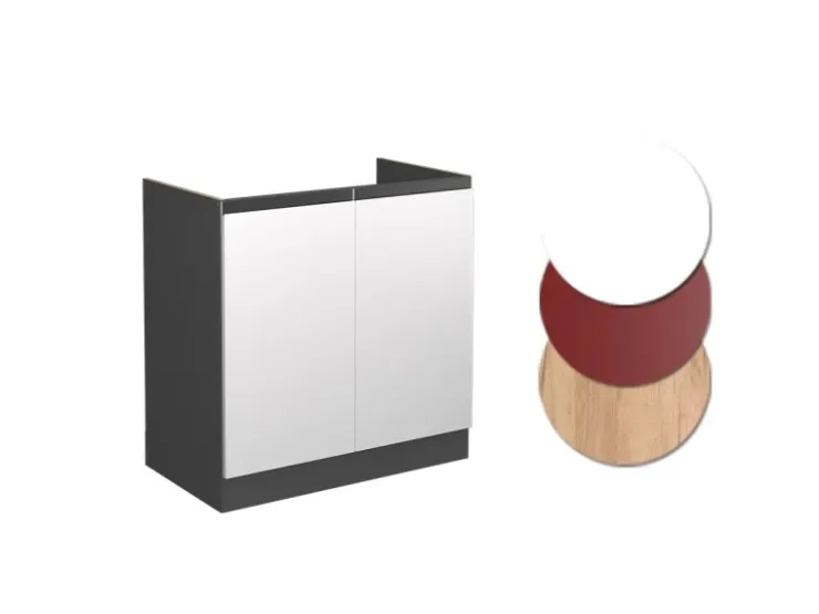 New Vicco Spülenunterschrank R-Line Blau-Grau/Goldkraft Eiche 80 cm AP Marmor Blaugrau