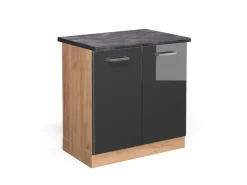 Vicco Spülenunterschrank R-Line Hochglanz/Goldkraft Eiche 80 cm AP Anthrazit