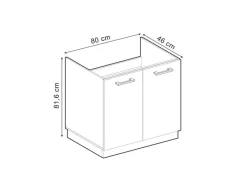 Discount Vicco Spülenunterschrank R-Line Schwarz Hochglanz/Goldkraft Eiche 80 cm AP Marmor Zubehör Für Küchenarmatur