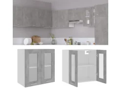 Best vidaXL Hängeglasschrank Betongrau 60x31x60 cm Holzwerkstoff
