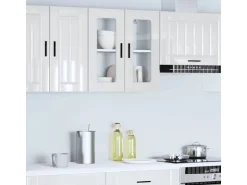 Best vidaXL Küchen-Hängeschrank mit Glastür Porto Hochglanz-Weiß 854009 Hochglanz Weiß