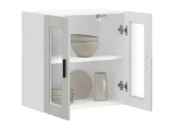 Best vidaXL Küchen-Hängeschrank mit Glastür Porto Hochglanz-Weiß 854009 Hochglanz Weiß