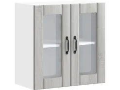 vidaXL Küchen-Hängeschrank mit Glastür Lucca Grau Sonoma Holzwerkstoff 853913