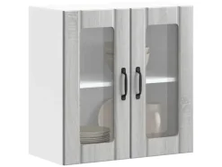 vidaXL Küchen-Hängeschrank mit Glastür Lucca Grau Sonoma Holzwerkstoff 853913