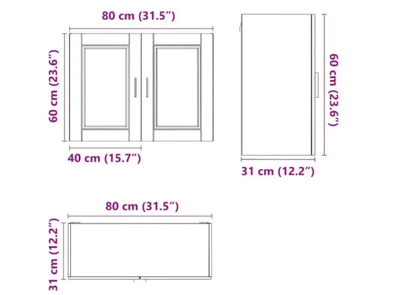 vidaXL Küchen-Hängeschrank Porto Sonoma-Eiche Holzwerkstoff 854070 Küchenschränke