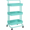 Servierwagen|Besteckkästen<vidaXL Küchenwagen 3 Etagen Türkis 42x35x85 cm Eisen und ABS