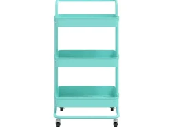 Servierwagen|Besteckkästen<vidaXL Küchenwagen 3 Etagen Türkis 42x35x85 cm Eisen und ABS