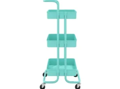Servierwagen|Besteckkästen<vidaXL Küchenwagen 3 Etagen Türkis 42x35x85 cm Eisen und ABS