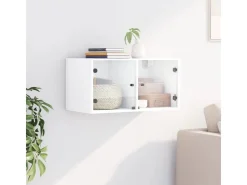 Küchen-Ordnungssysteme<vidaXL Wandschrank mit Glastüren Weiß 68,5x37x35 cm