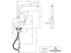 Villeroy & Boch Einhebelmischer<Küchenarmatur Steel Shower Hochdruck-Armatur Ausziehbare Brause Wassersparend Edelstahl Massiv