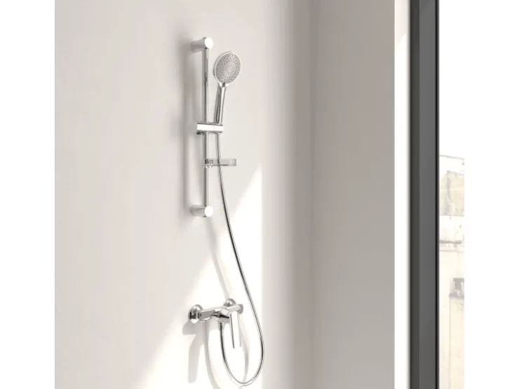 Villeroy & Boch Einhebelmischer<Oasis Duscharmatur Einhebel-Mischbatterie Rückflussschutz & Keramikkartusche Aufputzmontage Rund Chrom
