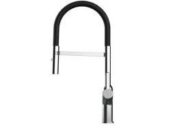 Sale VIZIO Wasserhahn Küchenarmatur BOD mit 360° Schwenkbarem Auslauf Abnehmbare 2 Strahl Handbrause Verchromt   Schwarz Zweigriffarmatur|Einhebelmischer