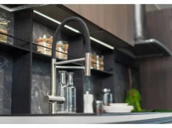VIZIO 3 Wege Wasserhahn Küchenarmatur Edelstahl Massiv mit 360° Schwenkbarem Auslauf Abnehmbare 2 Strahl Handbrause Gebürstet   Blau Einhebelmischer