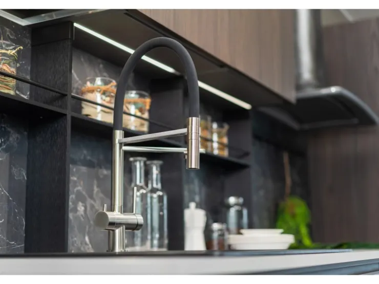 VIZIO 3 Wege Wasserhahn Küchenarmatur Edelstahl Massiv mit 360° Schwenkbarem Auslauf Abnehmbare 2 Strahl Handbrause Gebürstet Blau Einhebelmischer