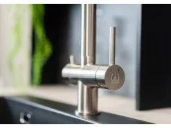 VIZIO 3 Wege Wasserhahn Küchenarmatur Edelstahl Massiv mit 360° Schwenkbarem Auslauf Abnehmbare 2 Strahl Handbrause Gebürstet Blau Einhebelmischer