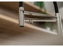 VIZIO 3 Wege Wasserhahn Küchenarmatur Edelstahl Massiv mit 360° Schwenkbarem Auslauf Abnehmbare 2 Strahl Handbrause Gebürstet Blau Einhebelmischer