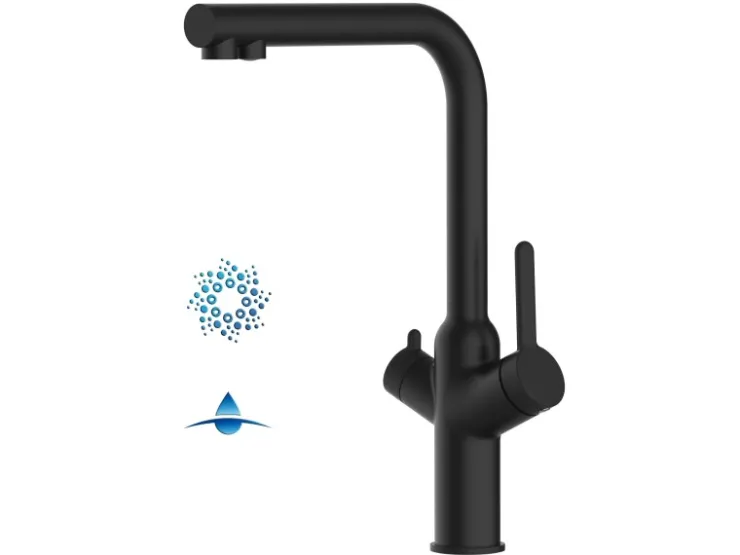 VIZIO 4 Wege Wasserhahn Küchenarmatur BOD mit 360° Schwenkbarem Auslauf Abnehmbare 2 Strahl Handbrause Verchromt Einhebelmischer