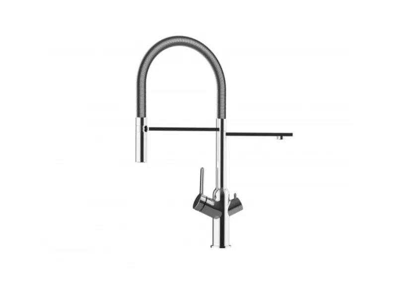 VIZIO 4 Wege Wasserhahn Küchenarmatur BOD mit 360° Schwenkbarem Auslauf Abnehmbare 2 Strahl Handbrause Verchromt Einhebelmischer