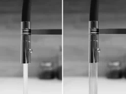 VIZIO 4 Wege Wasserhahn Küchenarmatur BOD mit 360° Schwenkbarem Auslauf Abnehmbare 2 Strahl Handbrause Schwarz Matt   Türkis