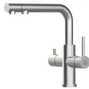 VIZIO 3 Wege Wasserhahn Küchenarmatur Edelstahl Massiv mit 360° Schwenkbarem Auslauf und Abnehmbare 2 Strahl Handbrause PVD Schwarz Matt   Orange Einhebelmischer